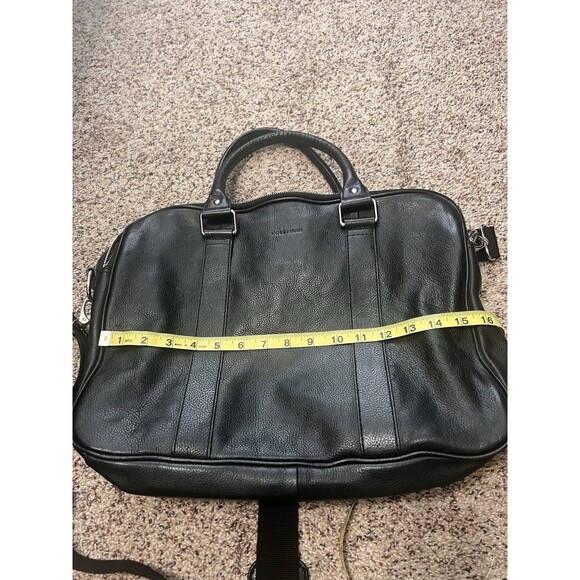 Cole Haan Large Black Travel Work Messenger Bag Leather Expandable Belt - Picture 14 of 16